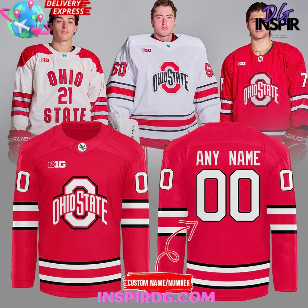 -Ohio State Buckeyes 2024 Red Hockey Jersey