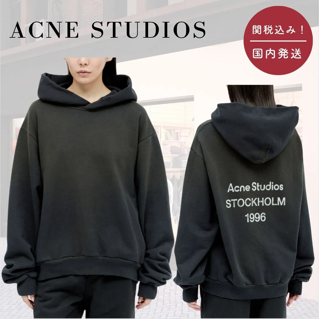 Acne Studios  |Long Sleeves Cotton Logo Hoodies & Sweatshirts