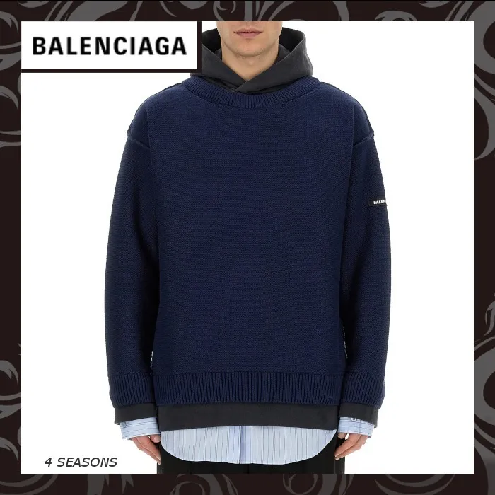 BALENCIAGA  |Long Sleeves Cotton Logo Luxury Hoodies