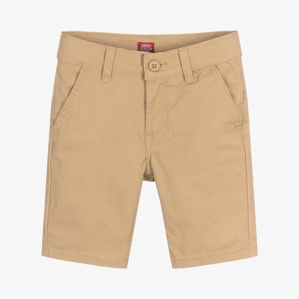 Boys Beige Cotton Straight Fit Chino Shorts