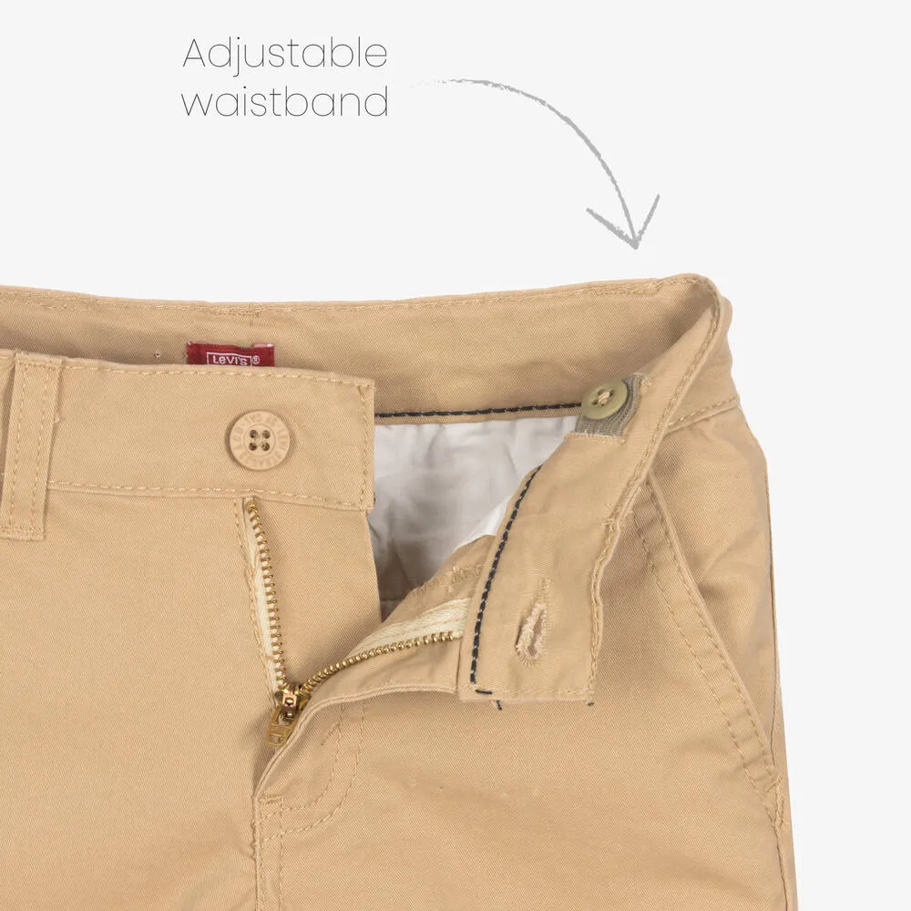 Boys Beige Cotton Straight Fit Chino Shorts
