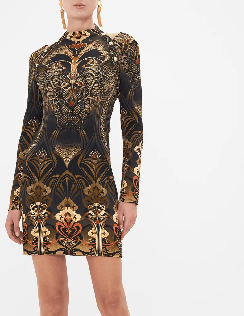 Camilla Cut Out Shoulder Jersey Mini Dress