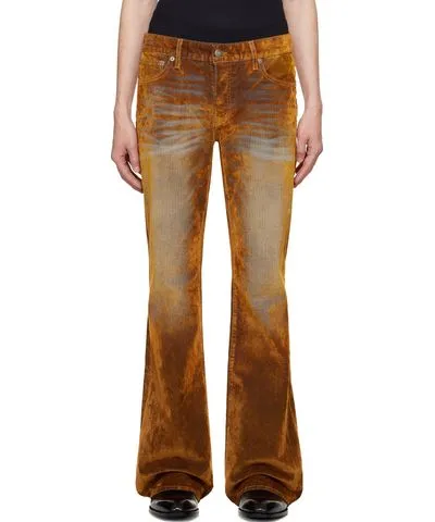 COÛT DE LA LIBERTÉ Orange Jimmy Stretch Suede Flare Jeans