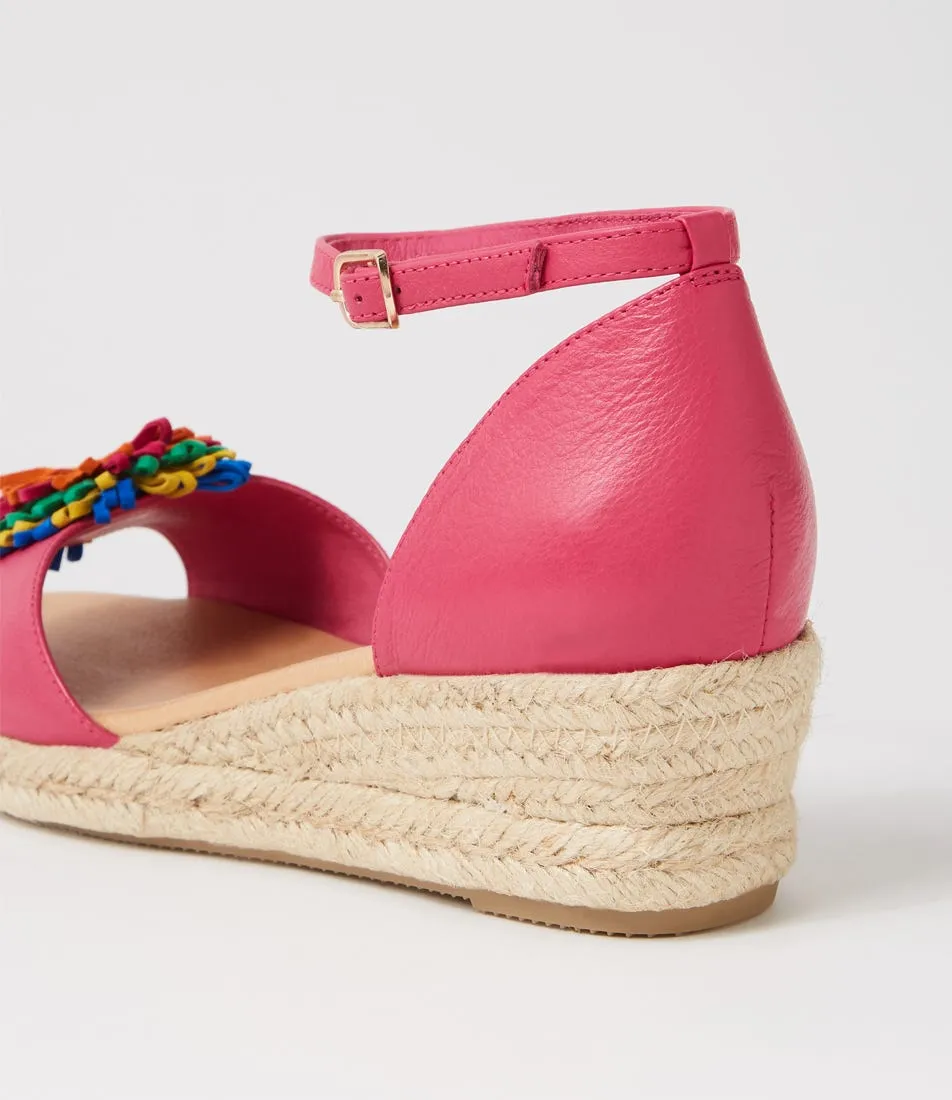 DJANGO & JULIETTE Savea Lrg Fuchsia Bright Leather Suede Sandals