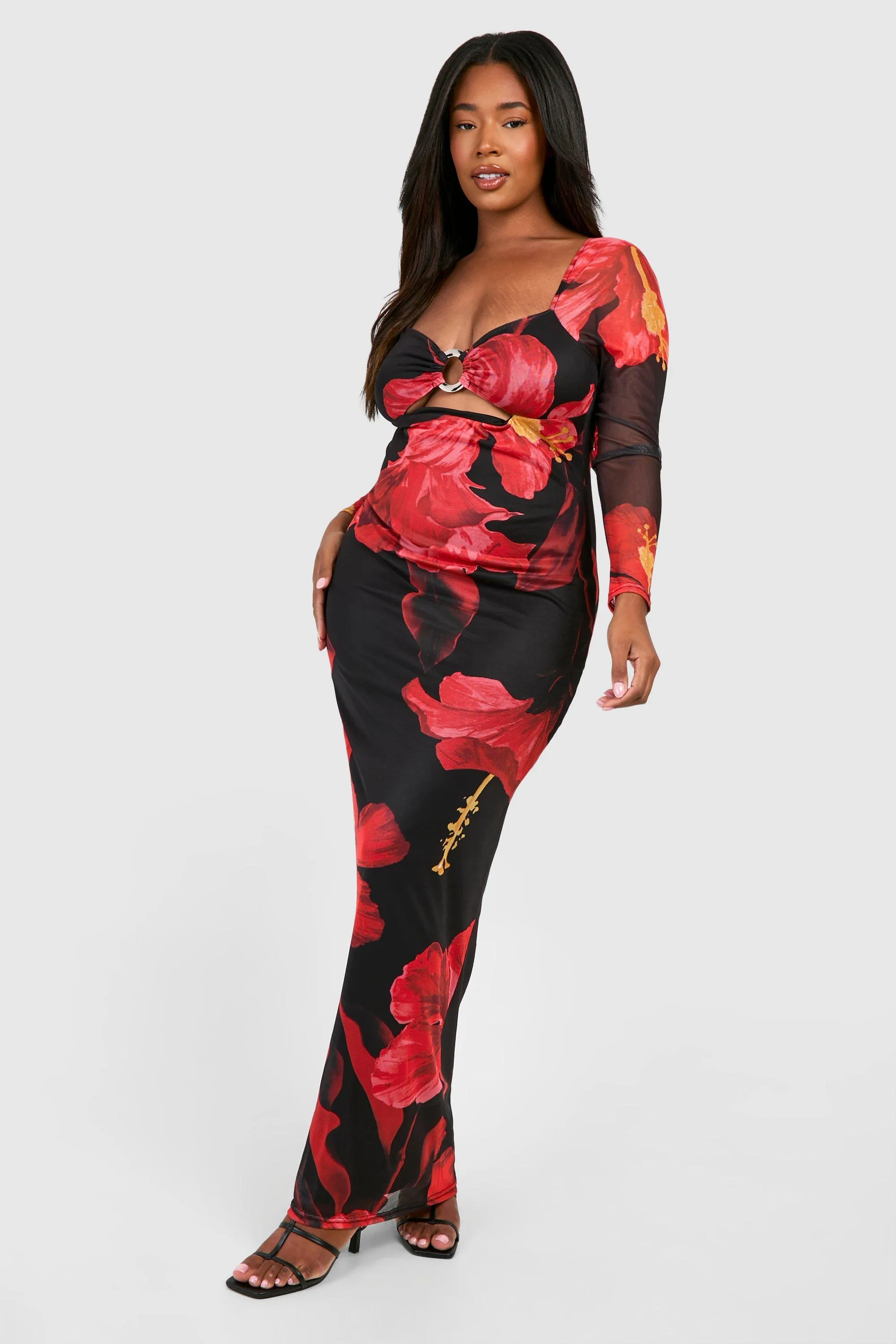 Dresses | Plus Floral Print Ring Detail Maxi Dress | boohoo