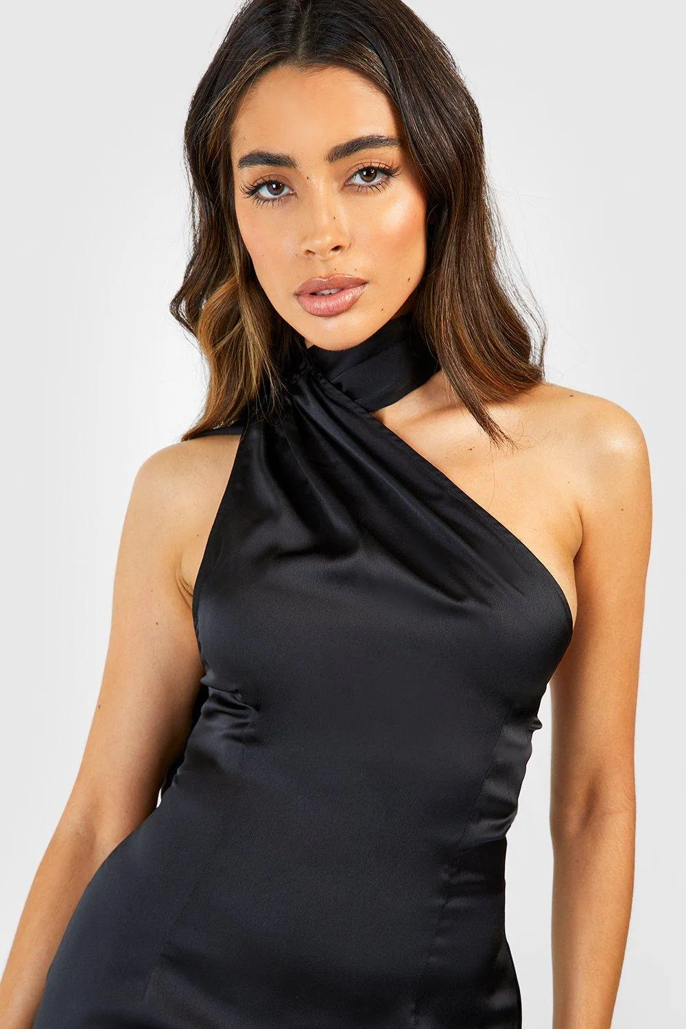 Dresses | Satin Tie Neck Tassel Trim Mini Dress | boohoo