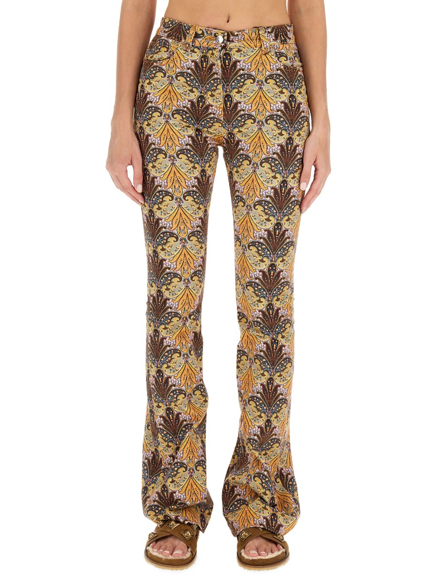 ETRO      JEANS IN DENIM DI COTONE CON STAMPA PAISLEY
