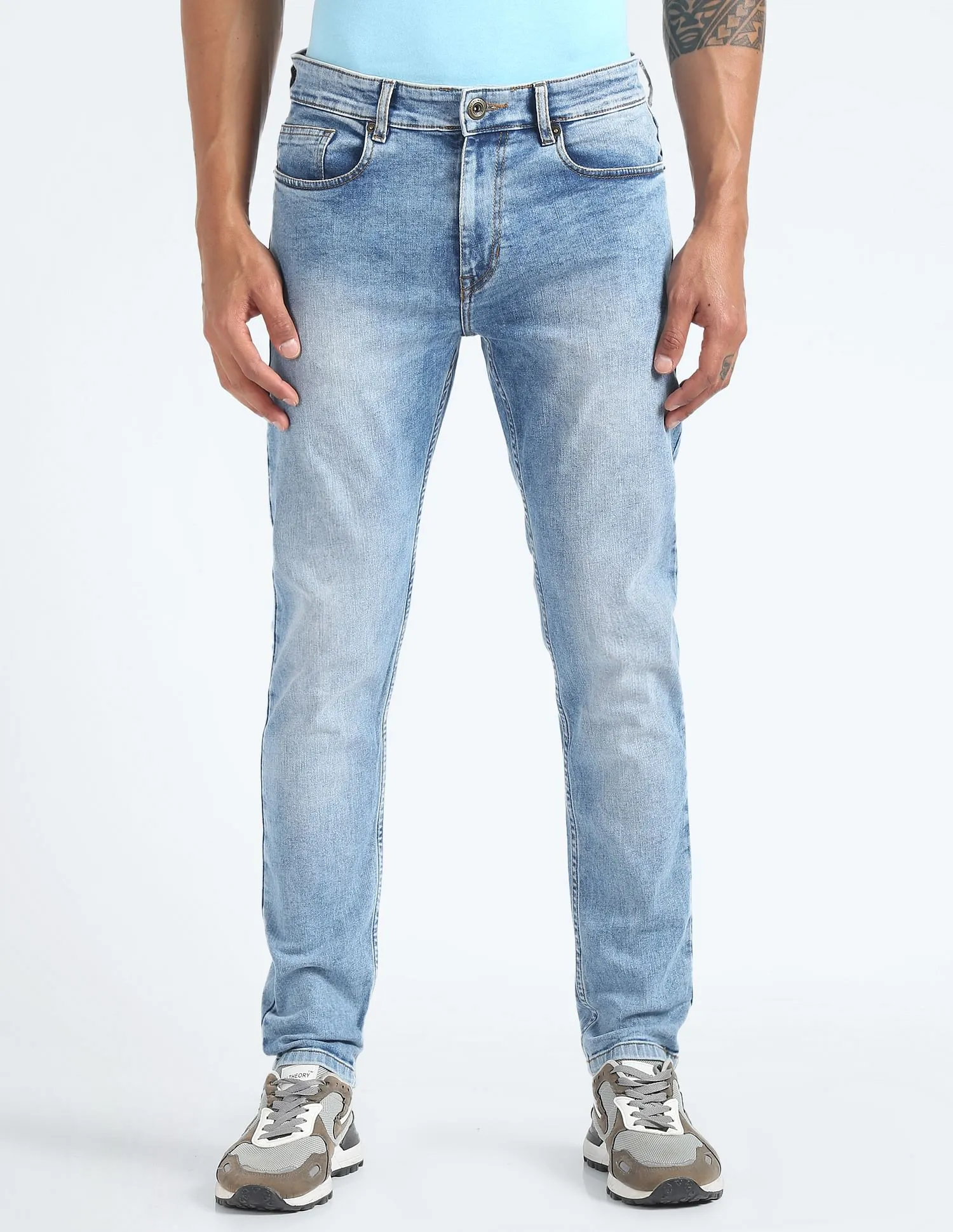 Flying Machine Slash Slim Tapered Mid Rise Jeans