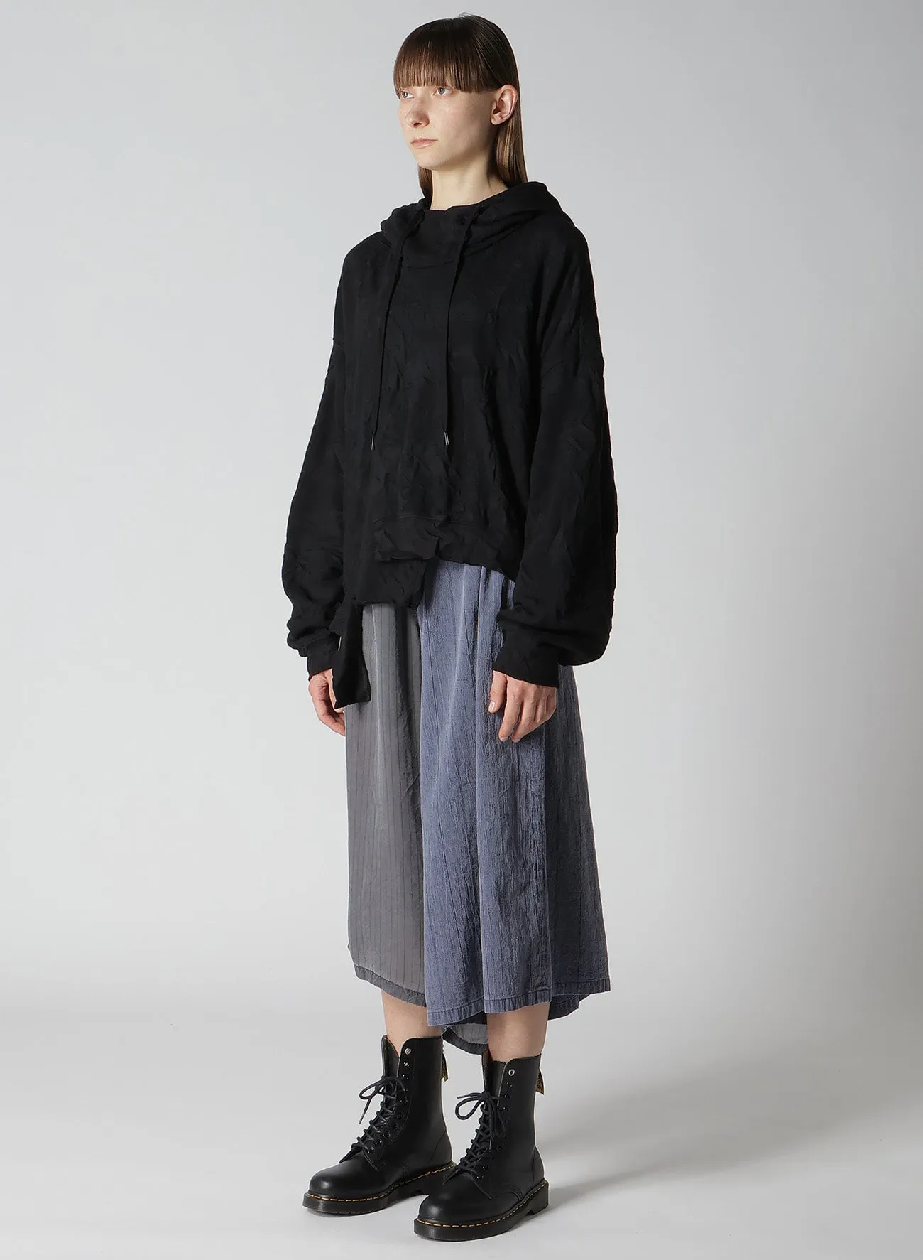 FRENCH DROPPED HEM HOODED T