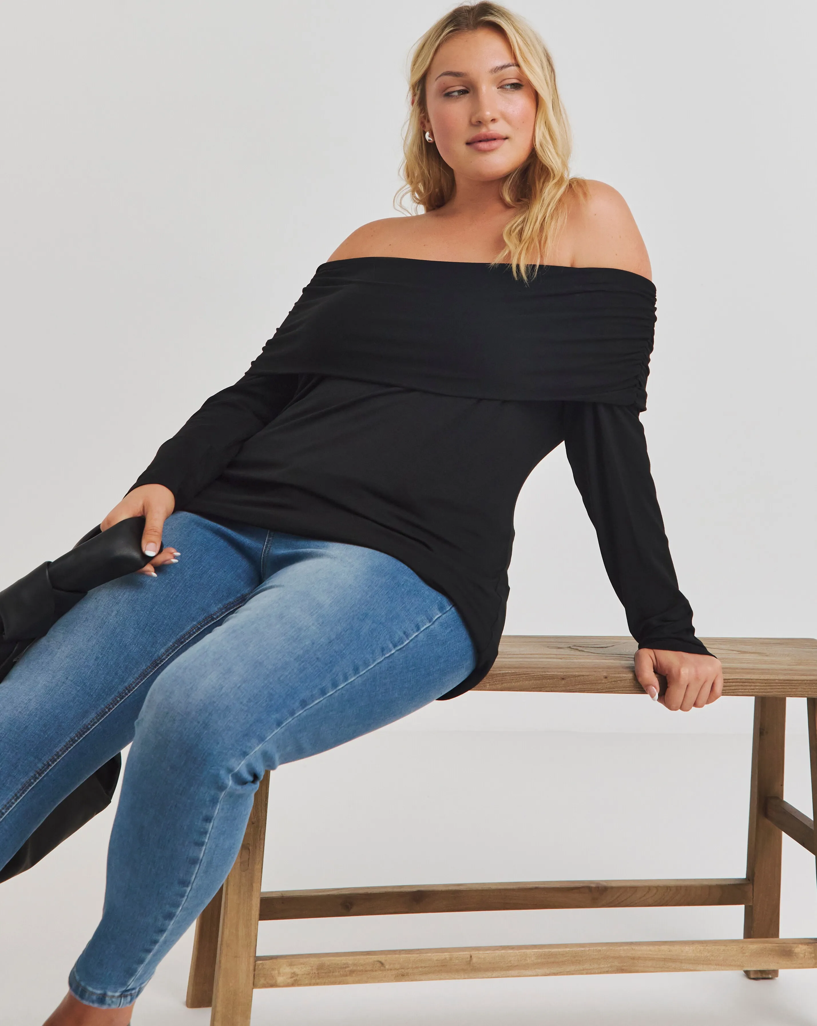 Joe Browns Black Bardot Jersey Top | Simply Be