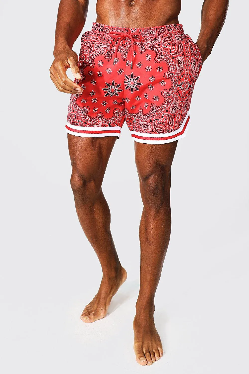 Mid Length Bandana Basketball Swim Shorts