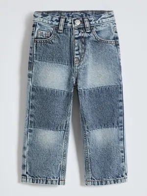 Mid Wash Patchwork Relaxed Fit Jeans | Kids | George at ASDA