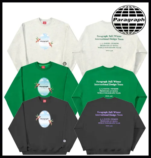 Paragraph  |Crew Neck Street Style Long Sleeves Hoodies & Sweatshirts