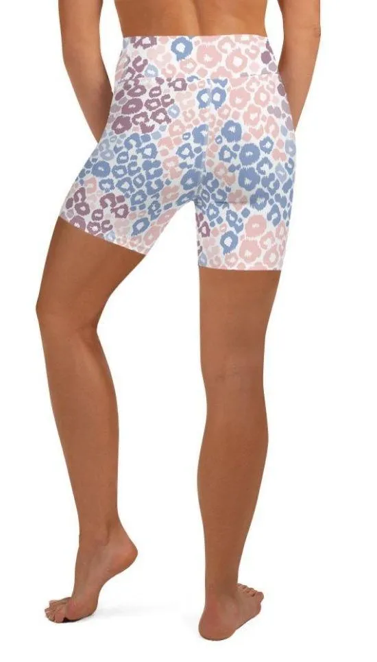 Pastel Leopard Print Yoga Shorts