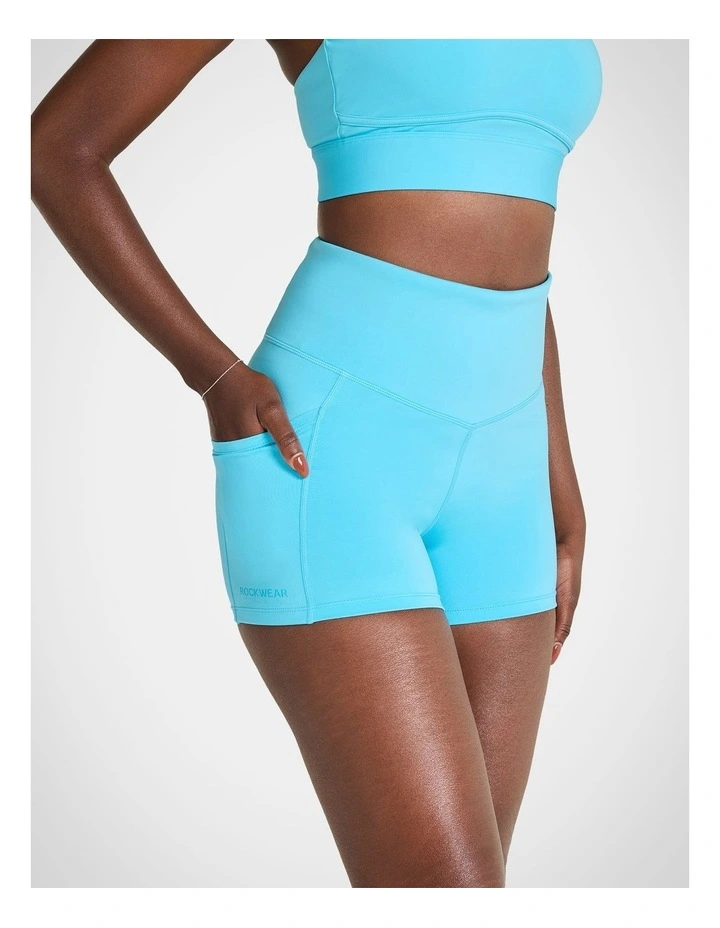 Pocket Longline Booty Shorts in Blue