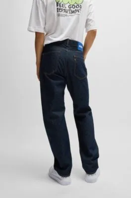 Regular-fit jeans in dark-blue raw denim