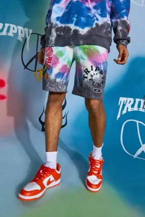 Regular Fit Worldwide Tie Dye Jersey Shorts