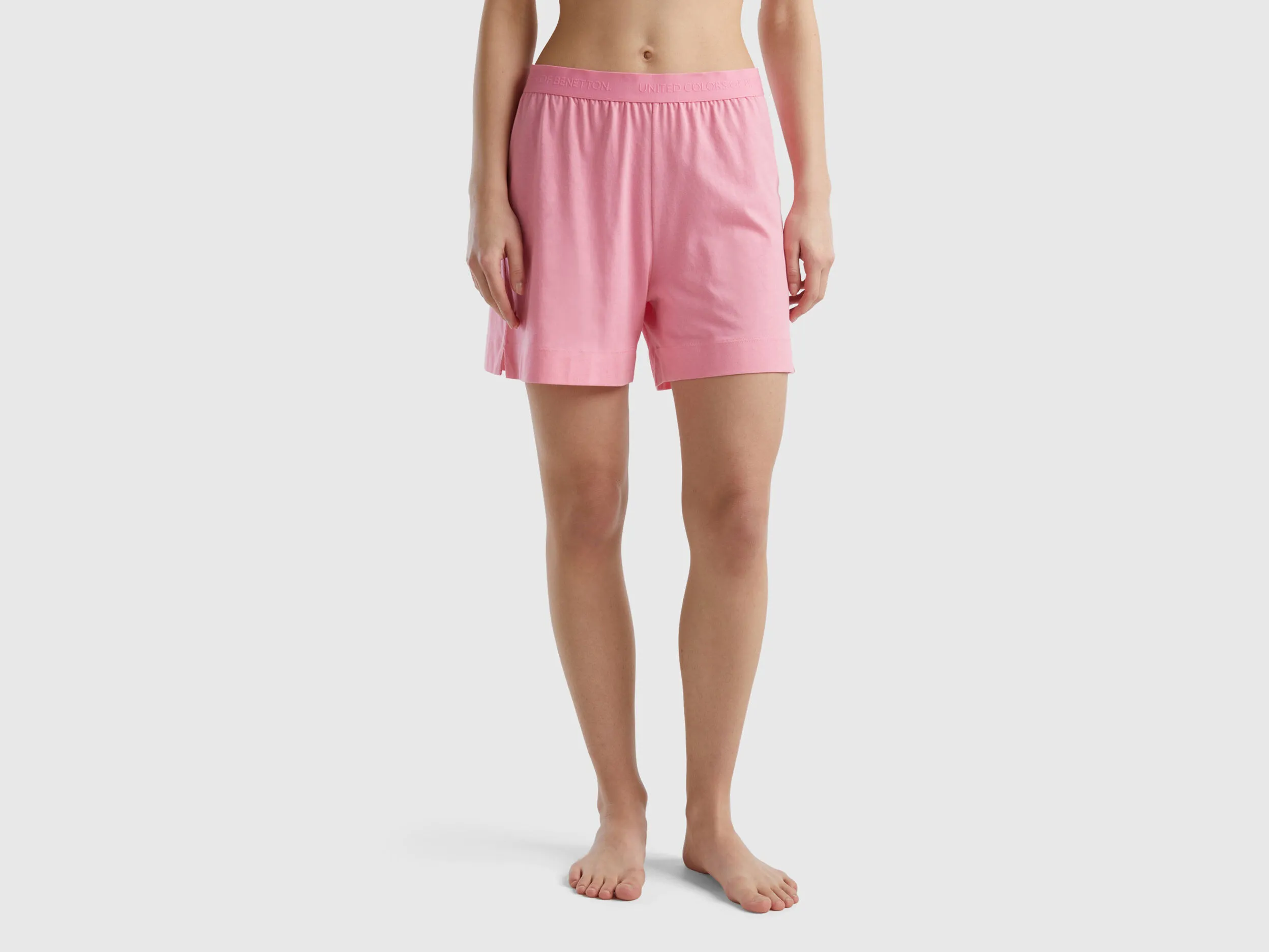 Shorts with logo elastic - Pink | Benetton
