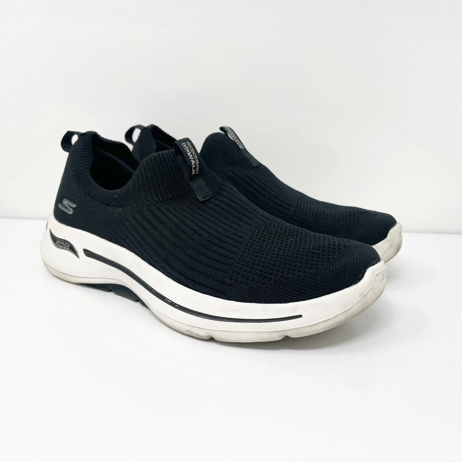Skechers Womens Go Walk Arch Fit Iconic 124409 Black Running Shoes Sneakers Sz 8