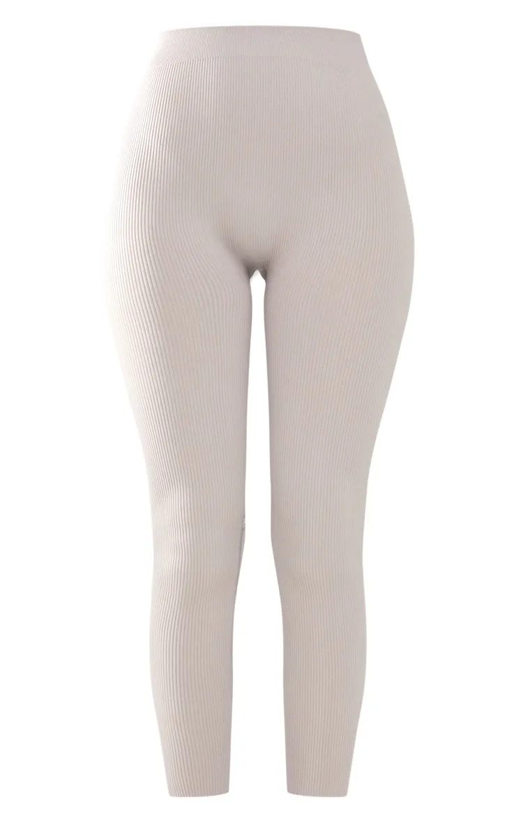 Tall Grey Structured Contour Rib Leggings
