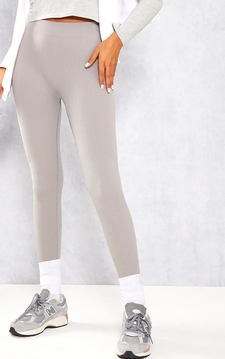 Tall Grey Structured Contour Rib Leggings