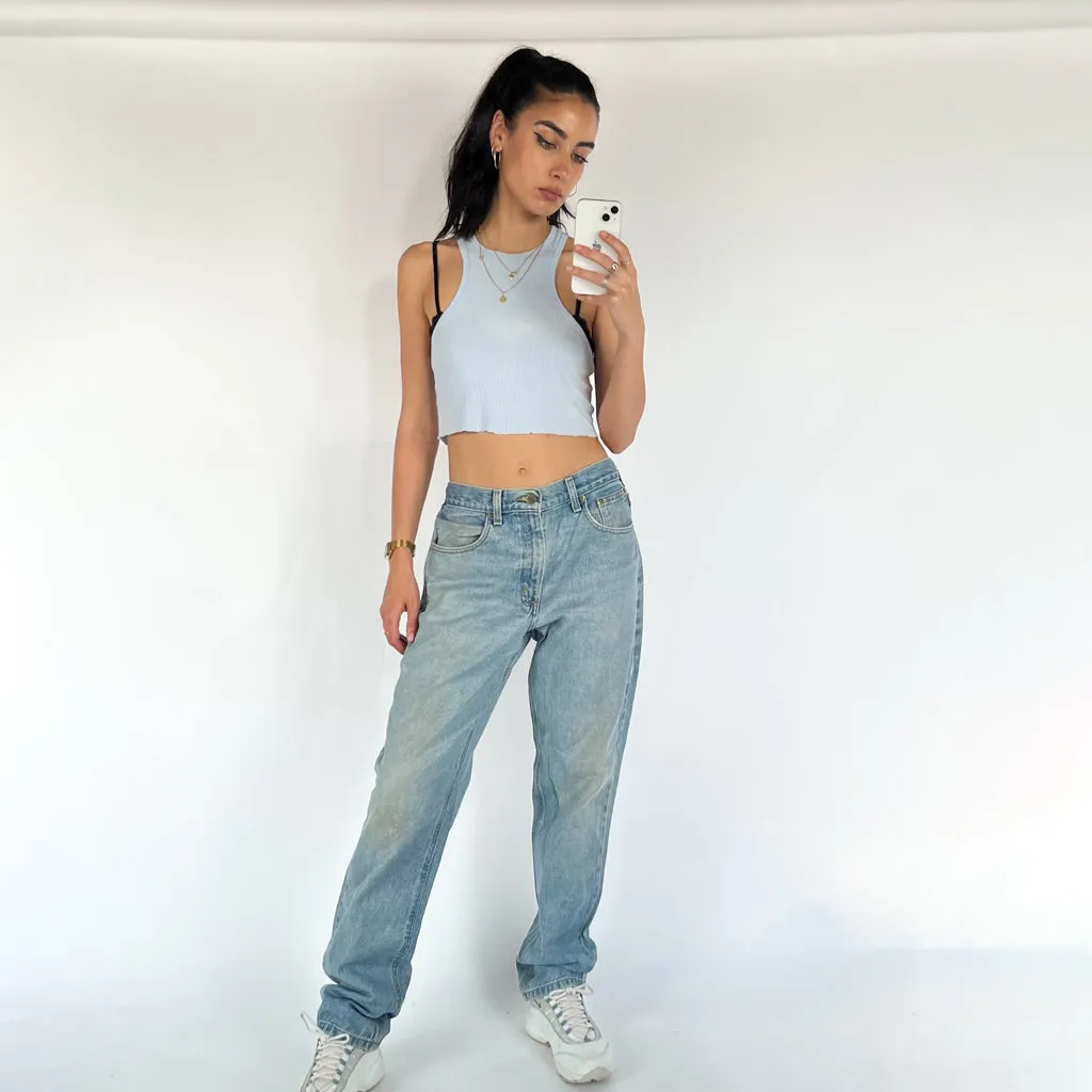 Vintage Blue Denim Carhartt Cargo Carpenter Trousers Pants Jeans (33x32)