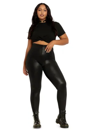 Wet Look High Waisted Pocket Leggings