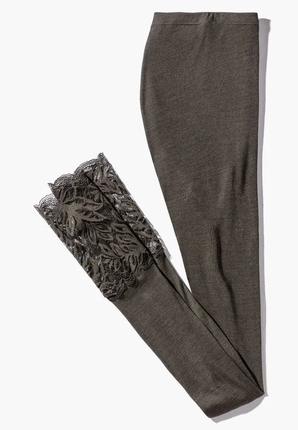Wool & Silk | Leggings - black olive